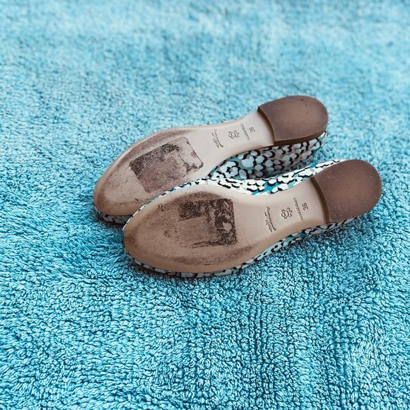 Authentic LONGCHAMP Ile Aux Pantheres Ballerina Flats, Size 6M, Lagoon Color - Picture 6 of 6
